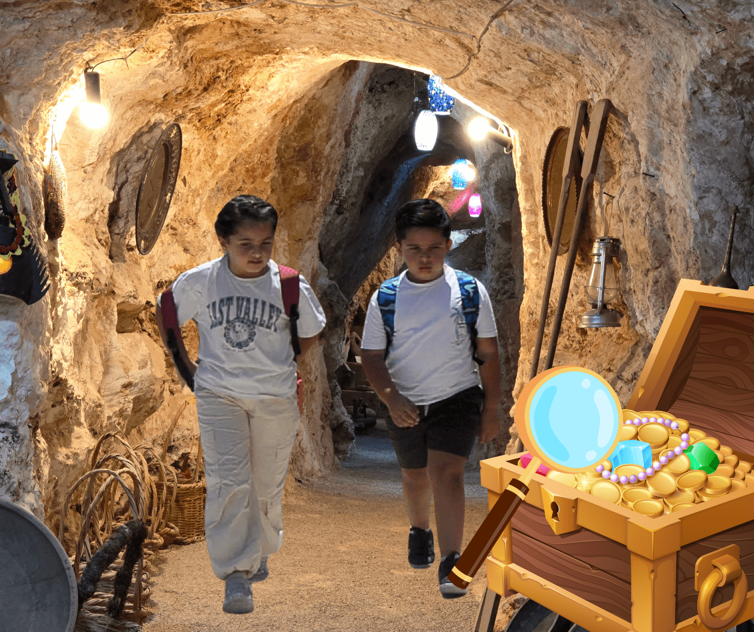 🎬 ميمي وعون في مغامرة كهوف أبو جابر – رحلة البحث عن الكنز المفقود! 🕵️‍♂️💎